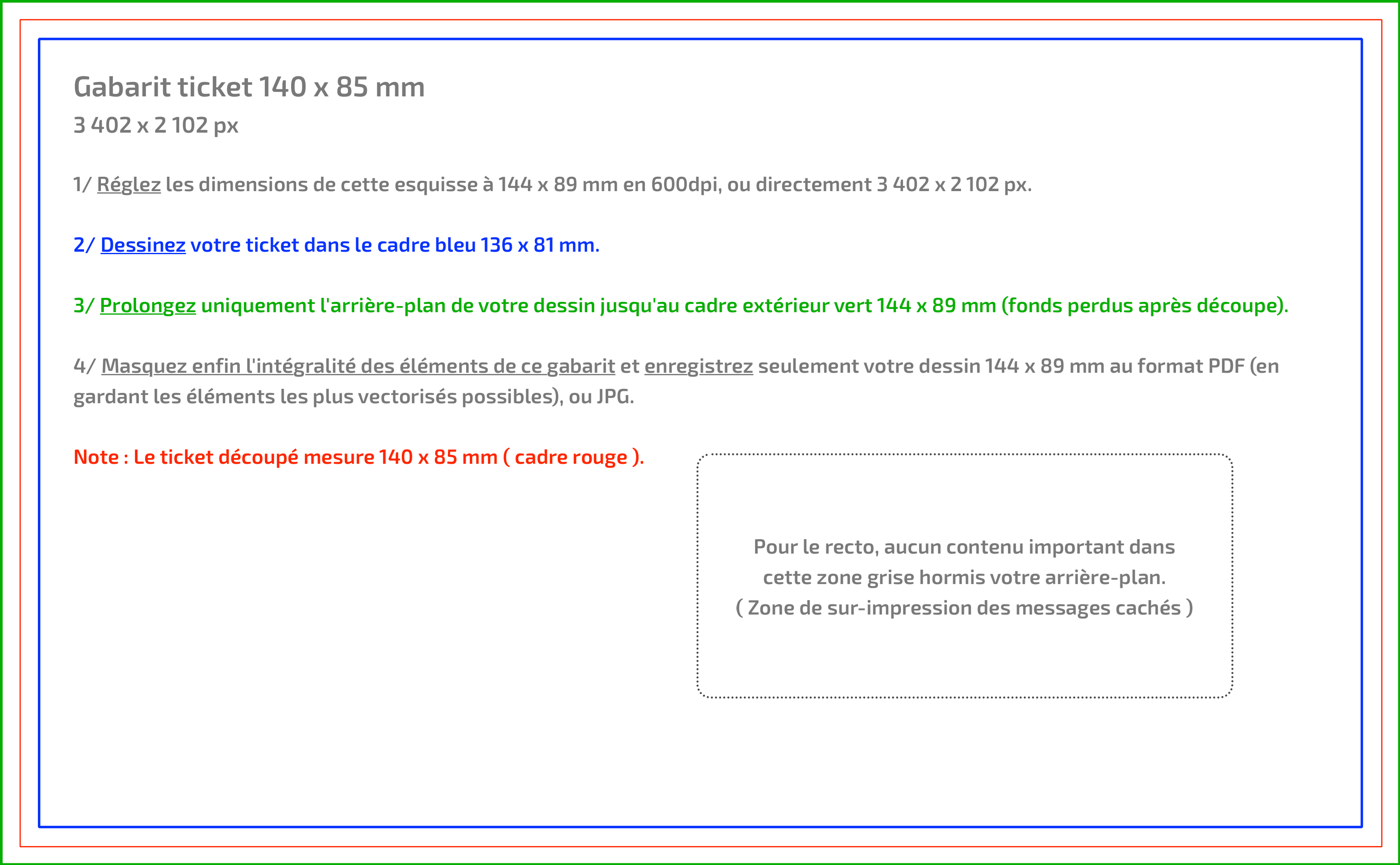 Tickets taille 148x50mm avec deux zones à gratter carrées