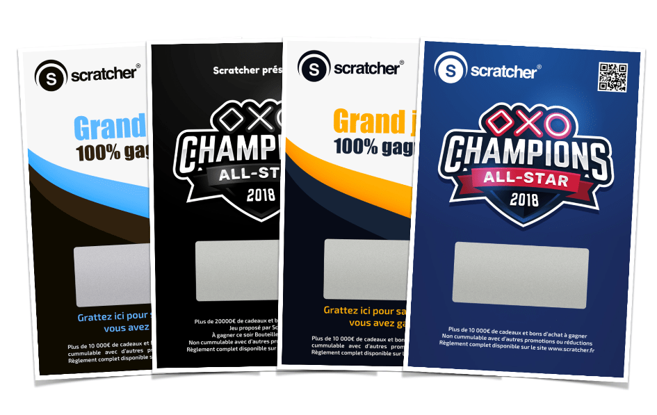 #<Template:0x00007f1b87c26c40> Les tickets à gratter XL portrait contiennent une zone à gratter carrée sur des supports au format carte de voeux 85x140mm pour dissimuler l'ensemble des messages cachés de votre choix. Différentes variantes peuvent être personnalisées.