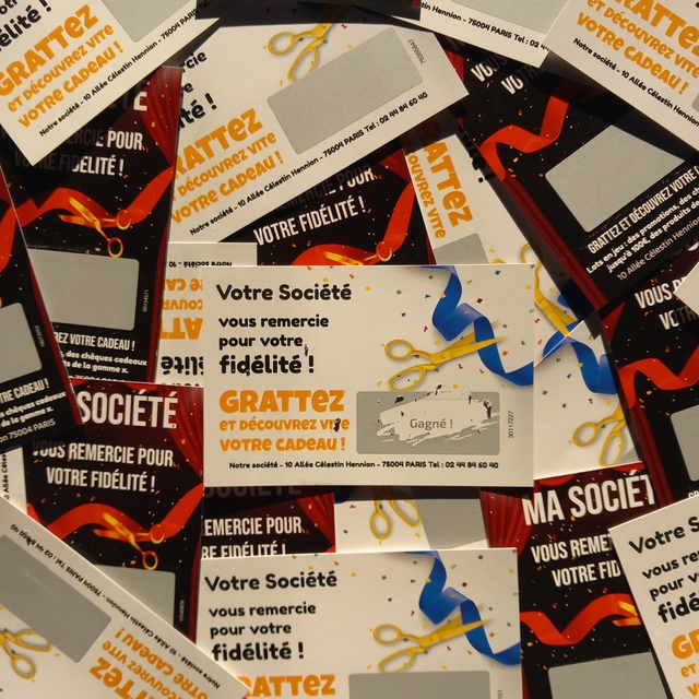 Cartes à gratter pour fêter une inauguration