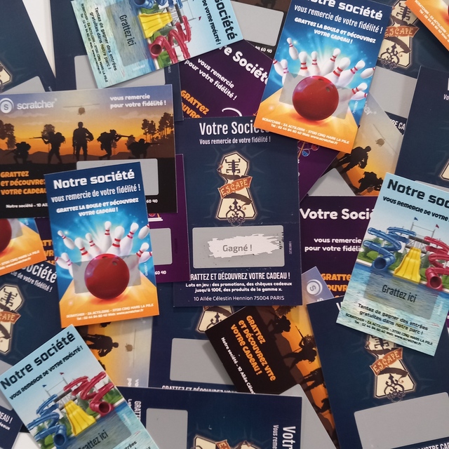Cartes à gratter pour les activités de loisirs